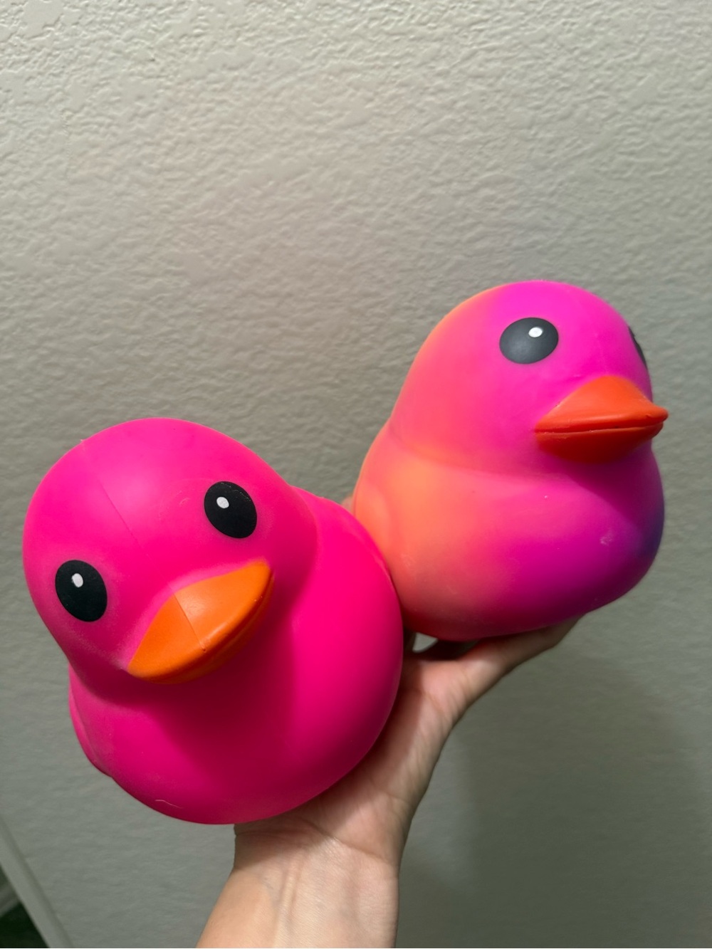 Bundle of 2 Jumbo squishy duck. Over 5 inch. Pink & Tie Dye. NEW. Viral toy